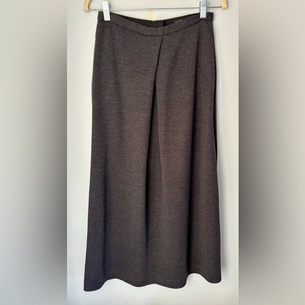 J. Crew Vintage Gray Wool Blend Midi Skirt Size 4 Pleated Front With Pockets